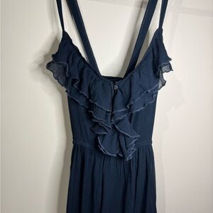 Navy Ruffle V-Neck Dress from Hollister